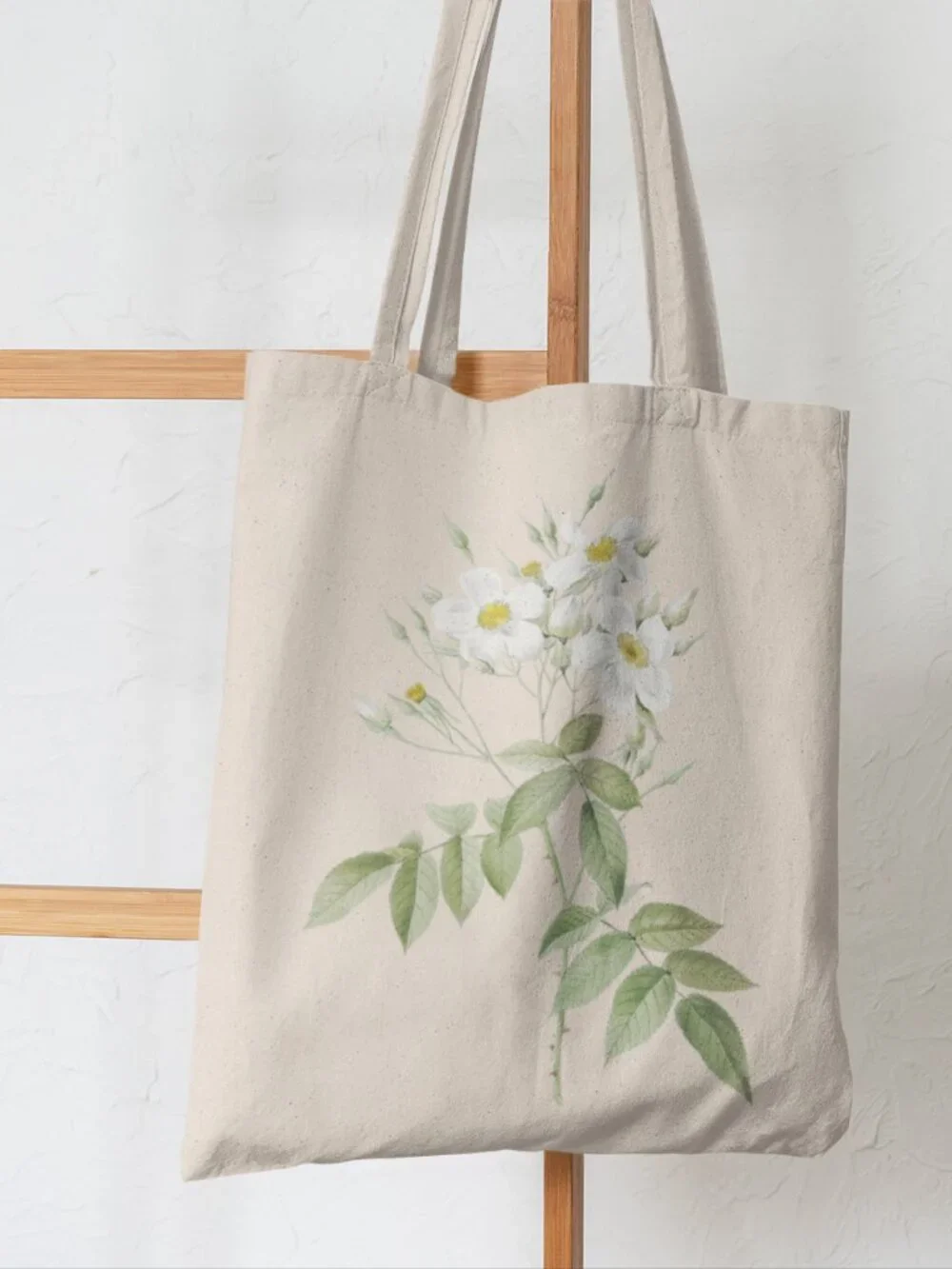 Musk Rose Vintage Floral Print Graphic Canvas Tote Bag